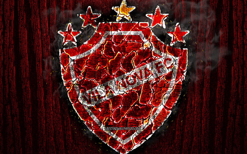 Vila Nova FC, scorched logo, Serie B, red wooden background, brazilian football club, Vila Nova, grunge, football, soccer, Vila Nova logo, fire texture, Brazil, HD wallpaper