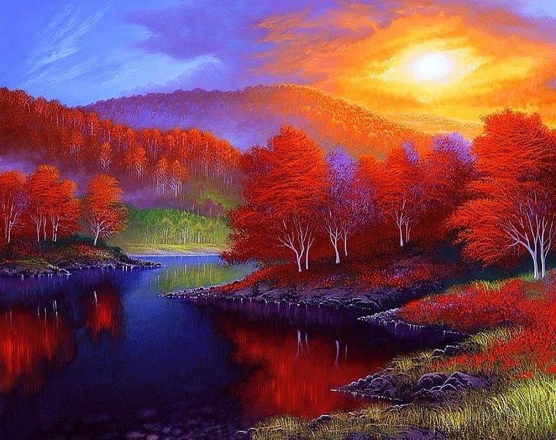 Beautiful Dawn, colorful, fall season, autumn, dawn, love four seasons ...