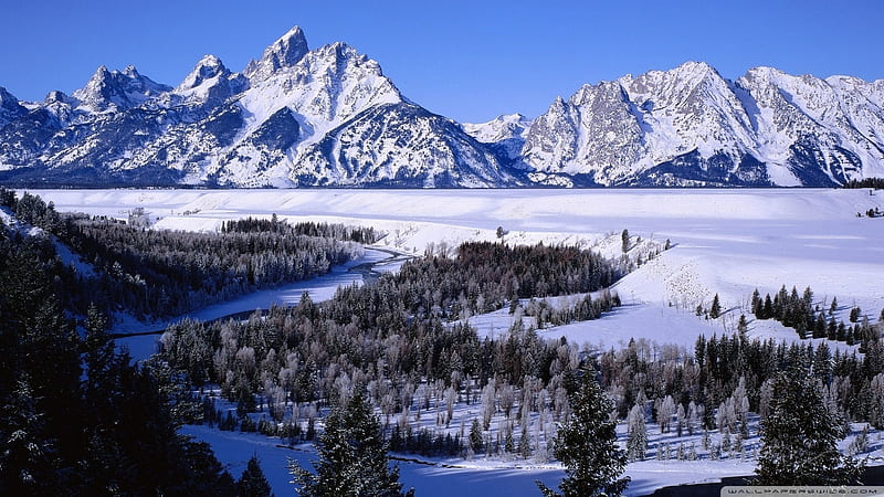 Snowy landscape, Snowy mountains, Mountains, Winter scene, Mountainscape, HD wallpaper