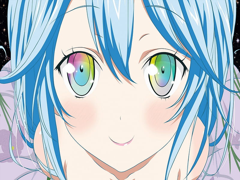 Erio rainbow eyes, pretty eyes, touwa erio, cute girl, blue hair, pretty  onna, HD wallpaper | Peakpx