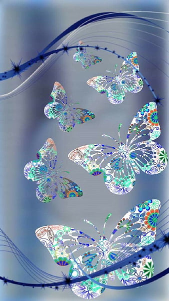 Floral Romance, abstract, art, bonito, butterflies, floral, flowers ...