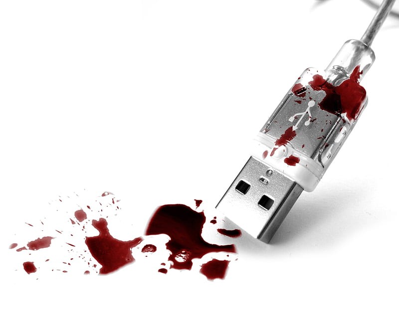 Bloody USB key, usb, bloody, blood, HD wallpaper