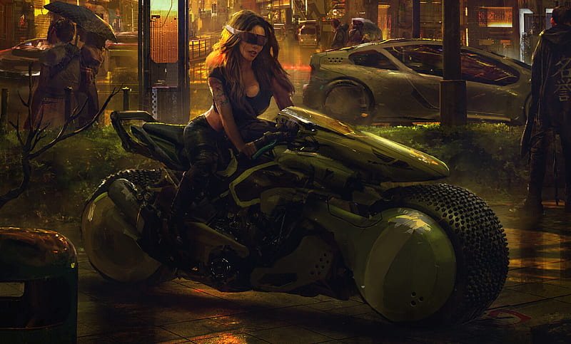 Fat Wheel Rider Girl, girls, artist, artwork, digital-art, artstation, HD wallpaper