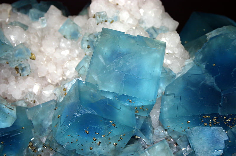 Blue Fluorite, mineral, rock, fluorite, blue, HD wallpaper