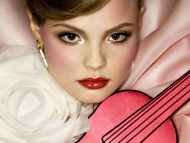 Magdalena Frackowiak, girl, model, face, white, make-up, woman, pink, HD wallpaper