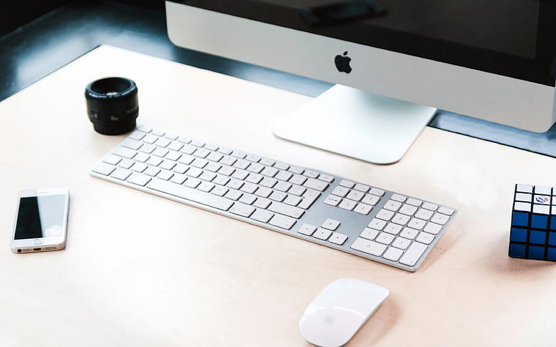 Apple iMac Pro smartphone, keyboard, workplace, Apple, HD wallpaper