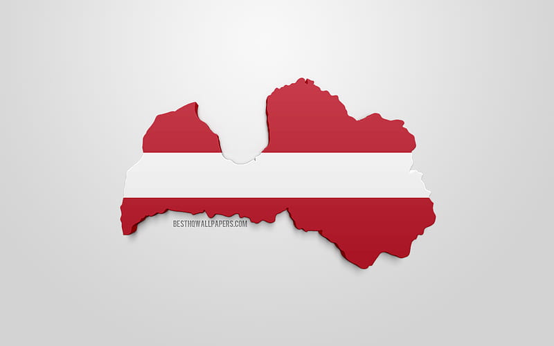 3d flag of Latvia, map silhouette of Latvia, 3d art, Latvia 3d flag, Europe, Latvia, geography, Latvia 3d silhouette, HD wallpaper