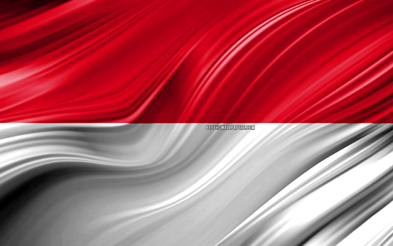 Indonesian flag, Asian countries, 3D waves, Flag of Indonesia, national symbols, Indonesia 3D flag, art, Asia, Indonesia, HD wallpaper
