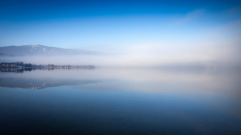 Early morning on the blue lake, stunning, high definition, fog, nice, calm, outstanding, mistiness, morning, , paysage, early, sky, winter, panorama, cool, nadscapes, awesome, sunshine, white, 1920x1080, breathtaking, bonito, high quality, cold, haze, river, dream, blue, amazing, cloud, horizon, view, colors, mist, lake, day, nature, reflections, HD wallpaper
