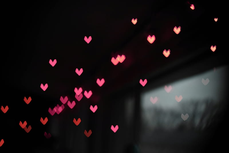 Pink Little Heart Bokeh Lights, love, heart, bokeh-effect, graphy, HD wallpaper