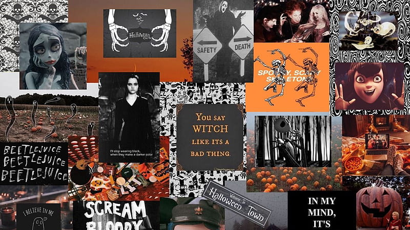Halloween Scream Faces Pumpkin Horror Skeleton Fall Collage, HD wallpaper