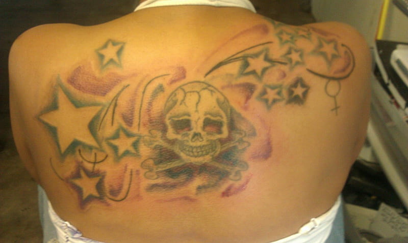Skull and Star Tattoo, stars, skulls, body art, back tattoo, HD wallpaper |  Peakpx