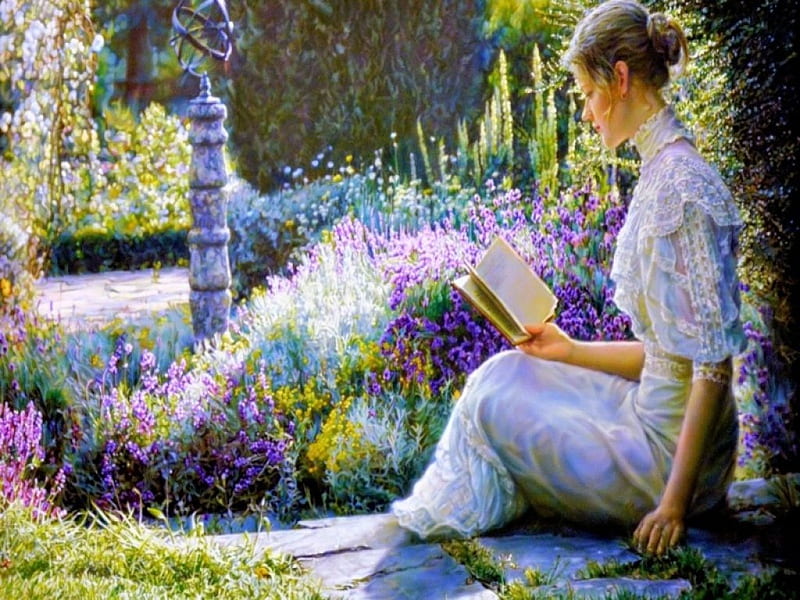 Woman reading, pretty, Woman, Art, Book, HD wallpaper