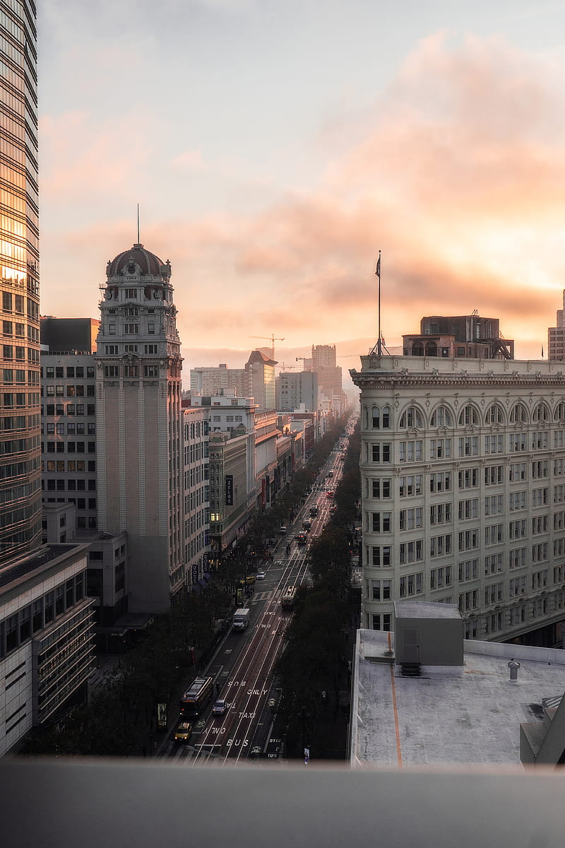 top view of street between high-rise buildings, HD phone wallpaper
