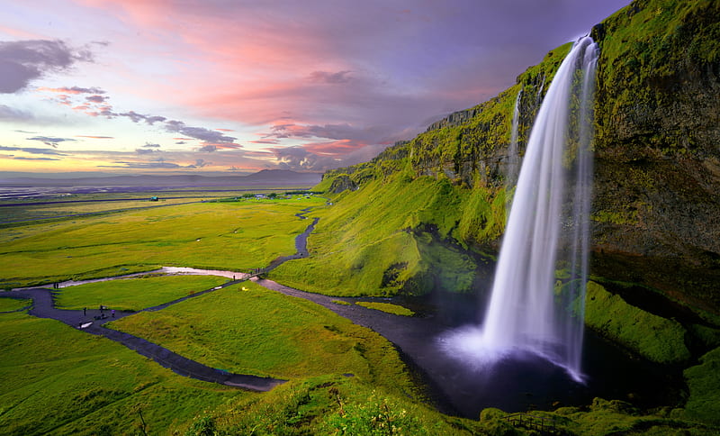 Idyllic landscape with a waterfall, HD wallpaper