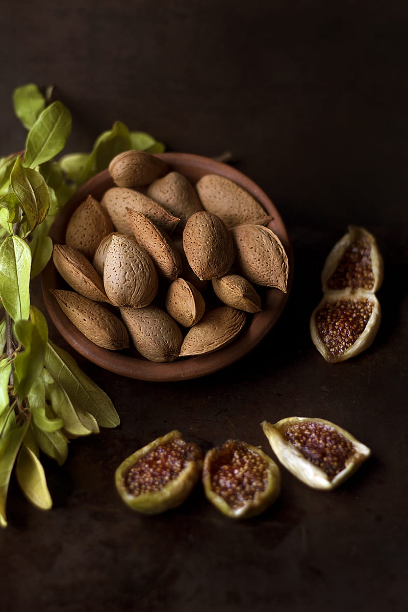 brown ceramic pot with nuts, HD phone wallpaper
