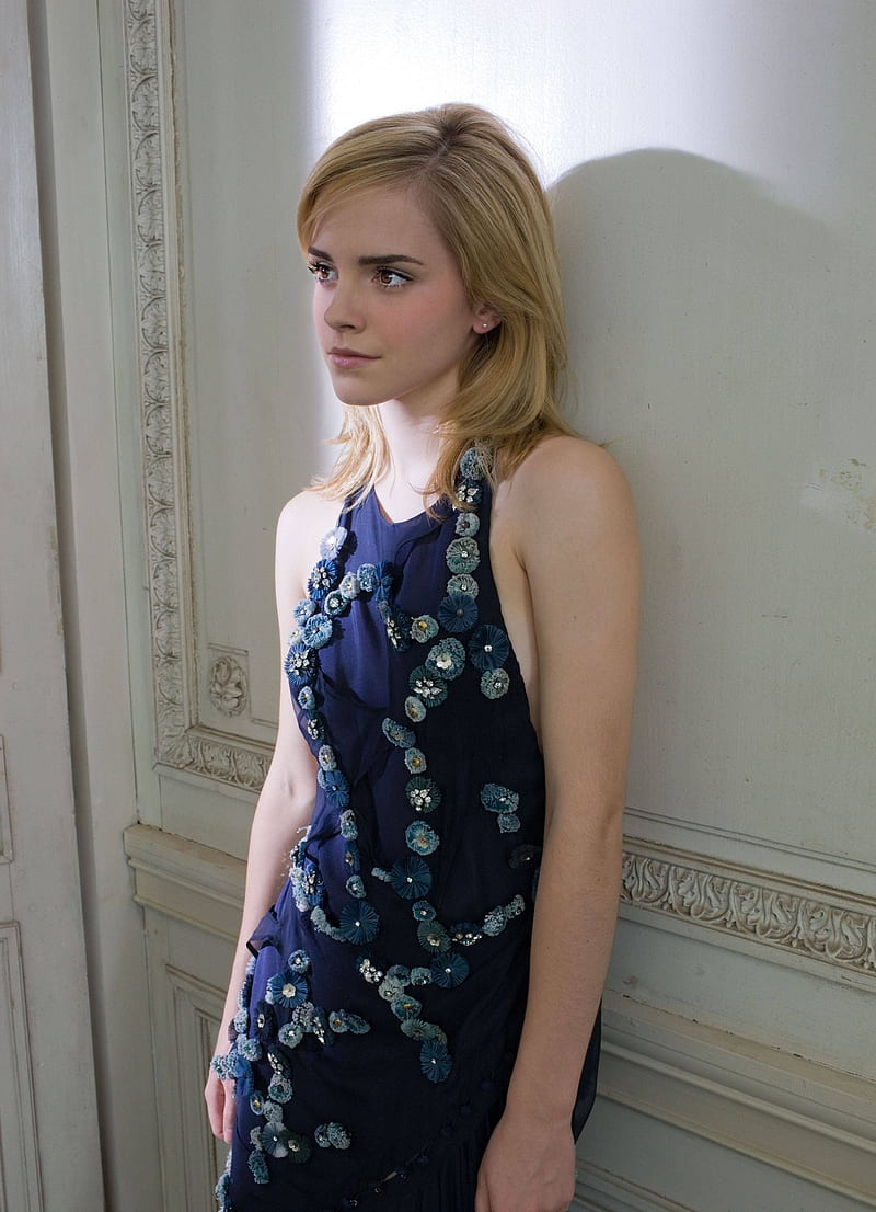 Emma Watson, women, blonde, dress, blue dress, actress, brown eyes, looking  away, HD phone wallpaper | Peakpx