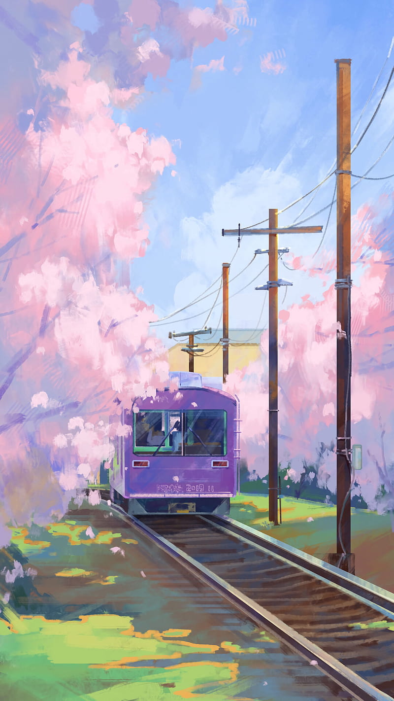 train, rails, paint, art, HD phone wallpaper