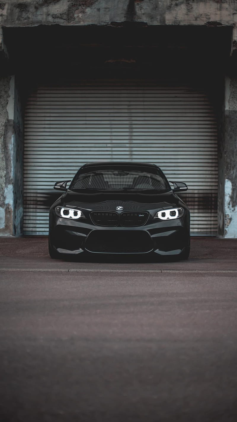 BMW M2, black, car, coupe, f87, front view, m power, vehicle, HD phone wallpaper