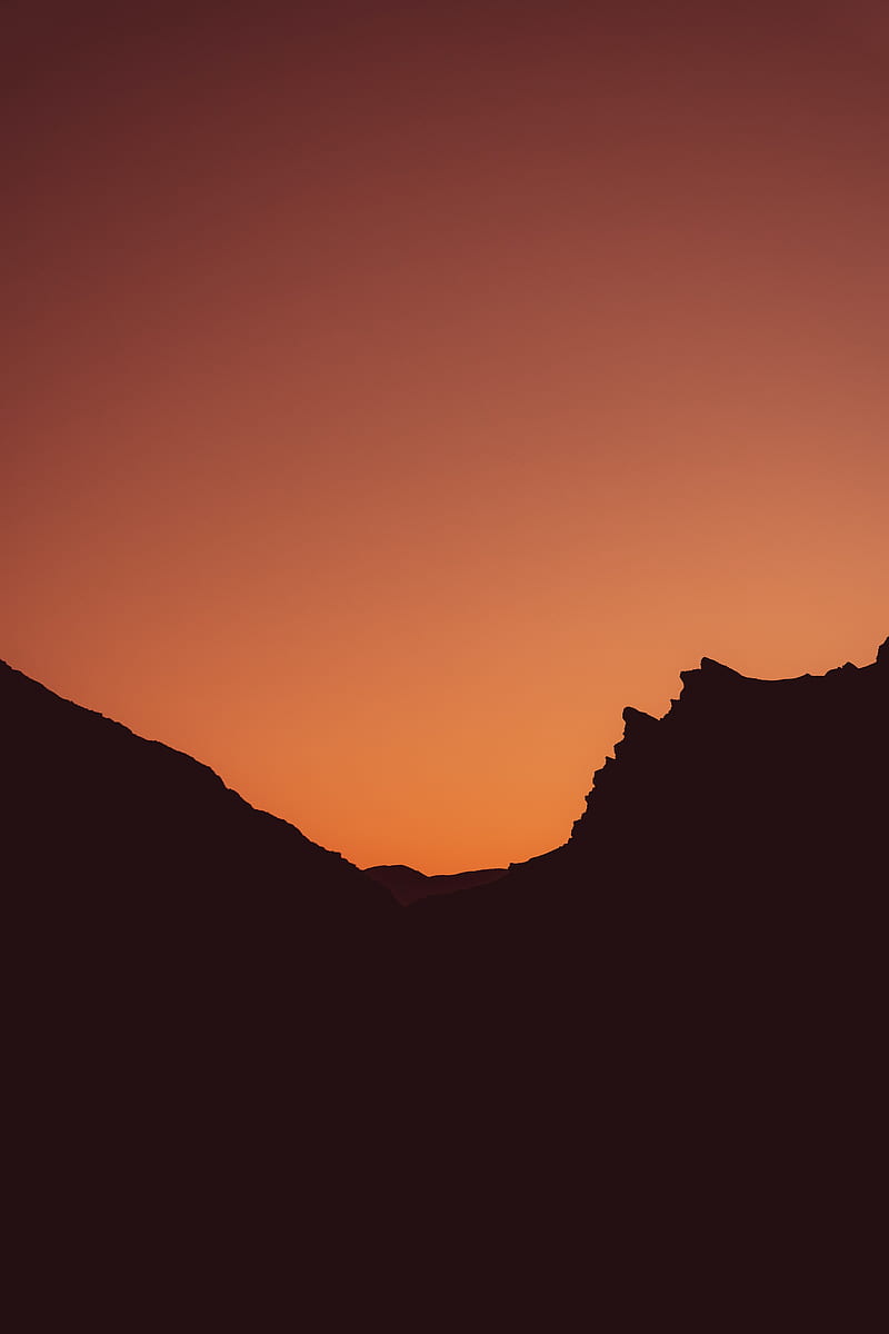 mountains, silhouette, outlines, dusk, dark, HD phone wallpaper