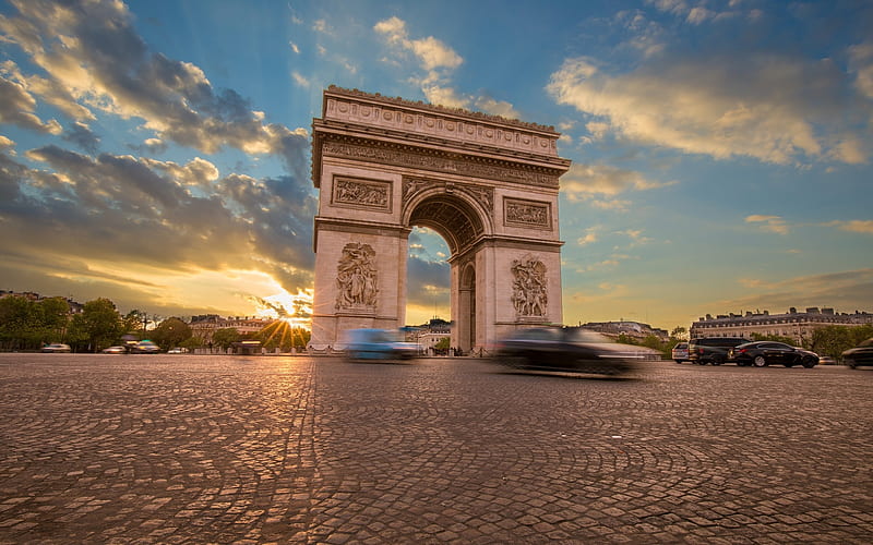 Arc de Triomphe, arc, France, Paris, square, HD wallpaper