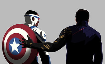 Buck And Steve, the-falcon-and-the-winter-solider, tv-shows, captain-america, superheroes, minimalism, minimalist, captain-america, HD wallpaper