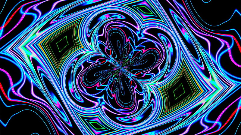 Colorful Distortion Neon Waves Trippy, HD wallpaper