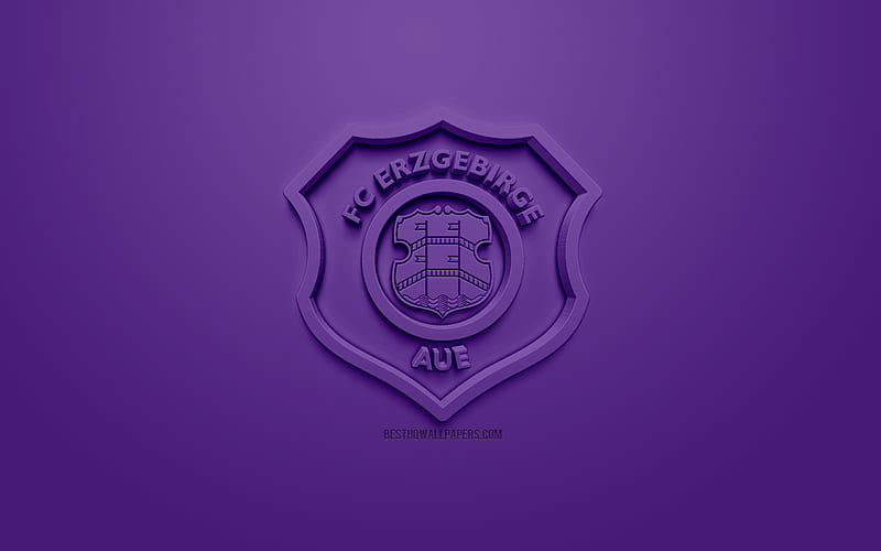 FC Erzgebirge Aue, creative 3D logo, purple background, 3d emblem, German football club, Bundesliga 2, Aue, Germany, 3d art, football, stylish 3d logo, HD wallpaper