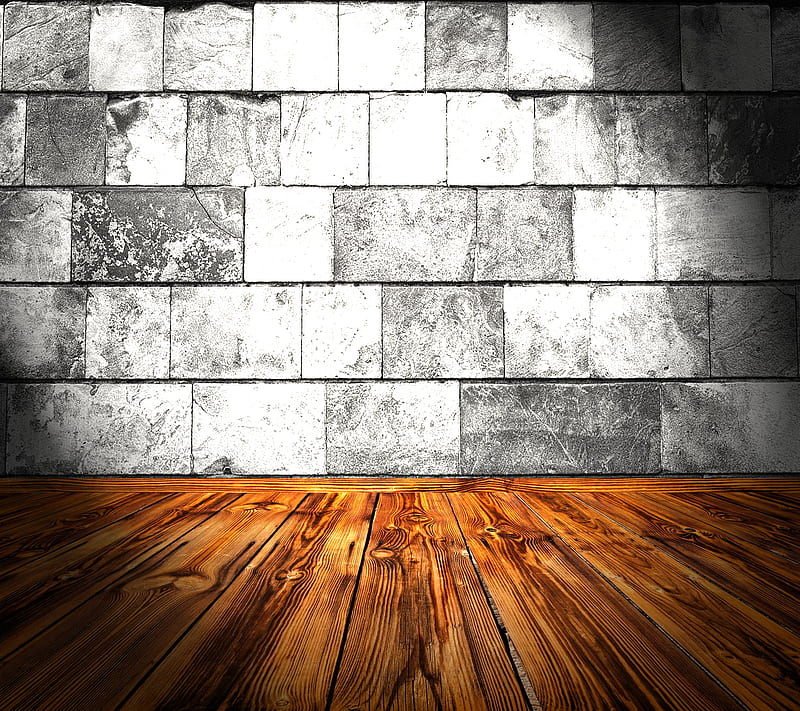 Stone Wall 1, floor, hardwood, room, spotlight, wood, HD wallpaper