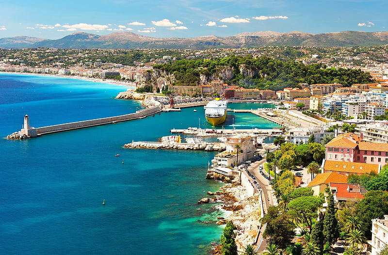 Coastline Nice France, beach, Nice, Europe, city, ocean, France ...