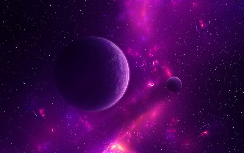 purple planets, galaxy, nebula, sci-fi, universe, NASA, planets, HD wallpaper