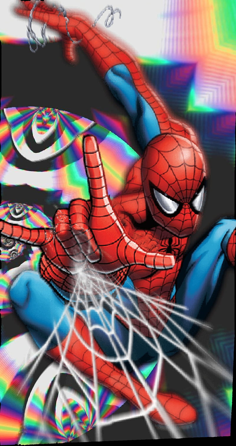 Acid spidermanweb, acid psychedelic, action, fantasy, jump, spider, spiderman, web, HD phone wallpaper