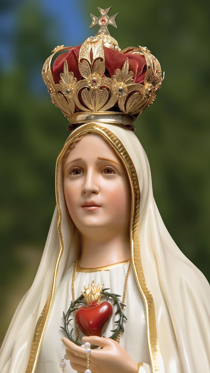 Mother Mary, With Golden And Red Crown, golden, red, crown ...
