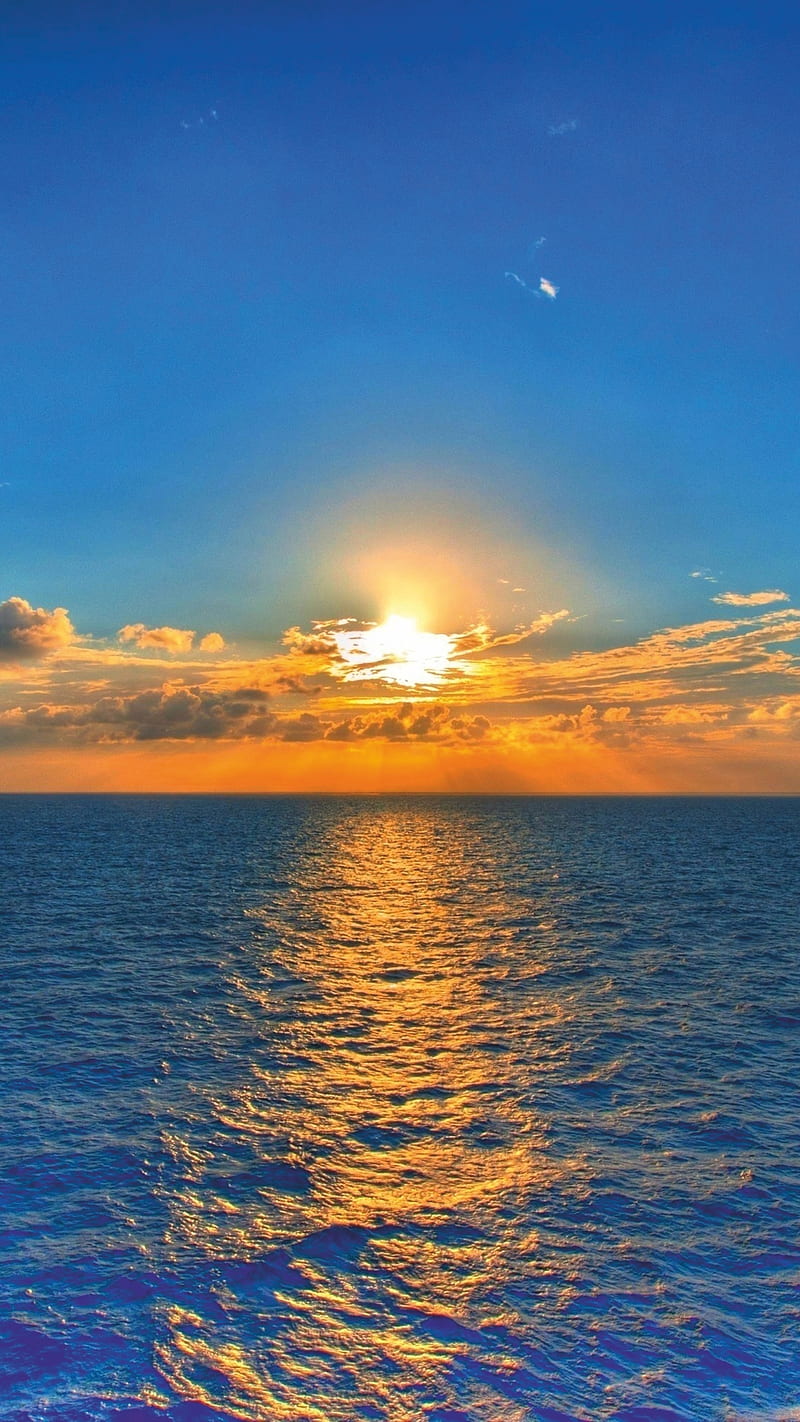 blue sunset, landscape, sea, HD phone wallpaper