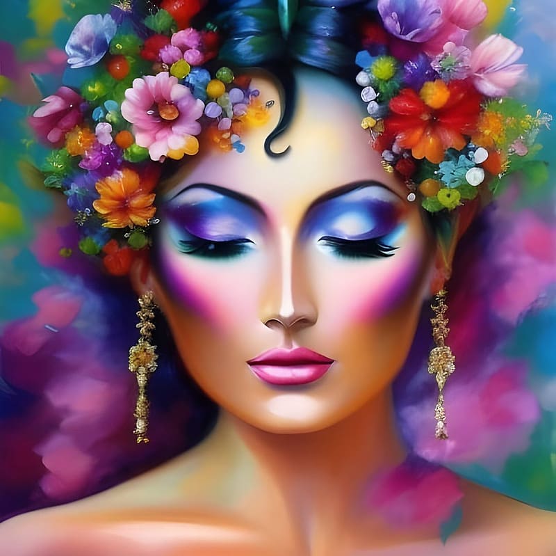 Roses, Woman, Colorful, Portrait, HD wallpaper