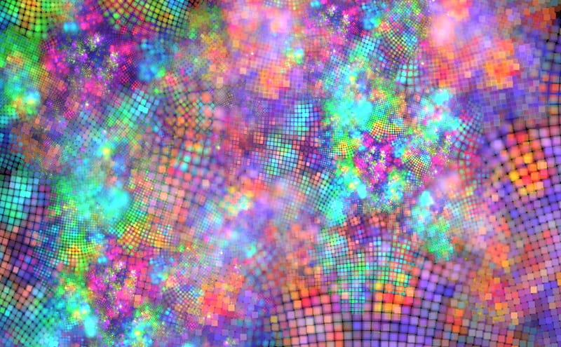 Colorful grid, colorful, orange, abstract, green, purple, grid, fractal, texture, pink, blue, HD wallpaper