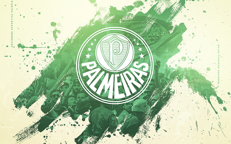 Palmeiras FC, emblem, Brazilian Serie A, grunge art, football, fan art, brazilian football club, soccer, Joao Marcos, SE Palmeiras, Sao Paulo, Brazil, HD wallpaper