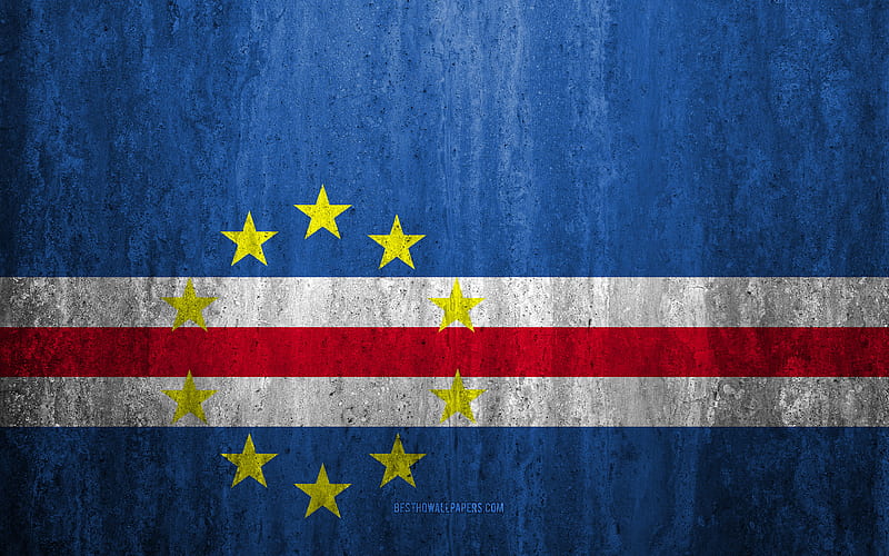 Flag of Cabo Verde stone background, grunge flag, Africa, Cabo Verde flag, grunge art, national symbols, Cabo Verde, stone texture, HD wallpaper