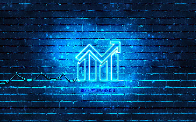 Financial result neon icon blue background, neon symbols, Financial result, neon icons, Financial result sign, financial signs, Financial result icon, financial icons, HD wallpaper