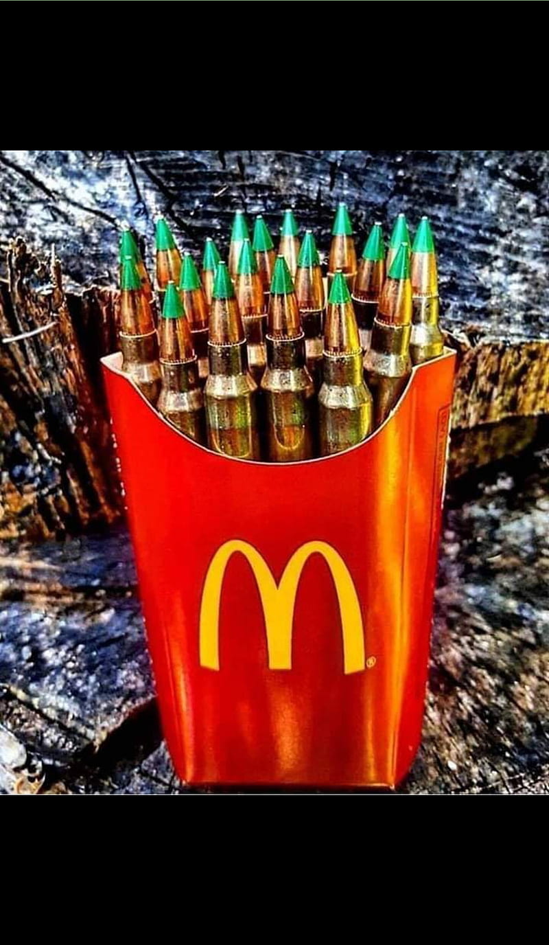 McDonalds Bullets , army, bullet, colt, glock, gun, kill, military, police, shoot, weapon, HD phone wallpaper
