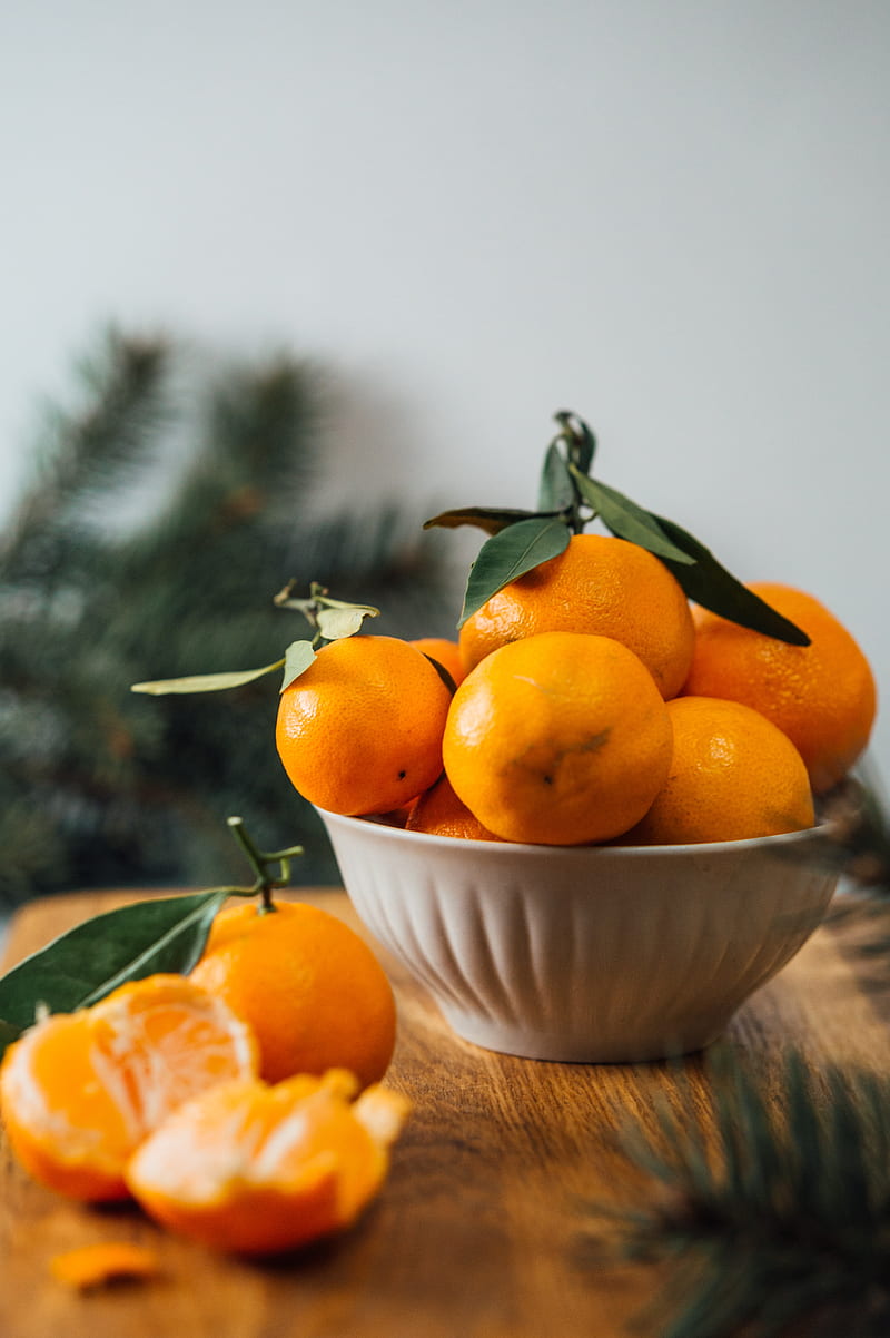 tangerines, fruit, citrus, bowl, orange, HD phone wallpaper