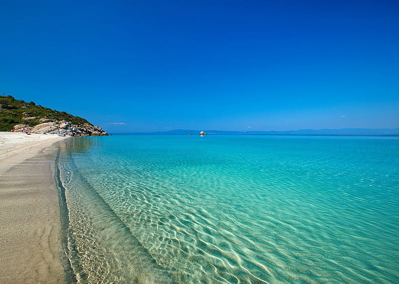 Paradise Lagoon Beach Halkidiki Greece, azure, retreat, perfect, Greek, sea, beach, lagoon, Greece, sand, Halkidiki, atlantic, blue, mediterranean, islands, holiday, clear, ocean, peace, escape, water, paradise, spa, island, HD wallpaper