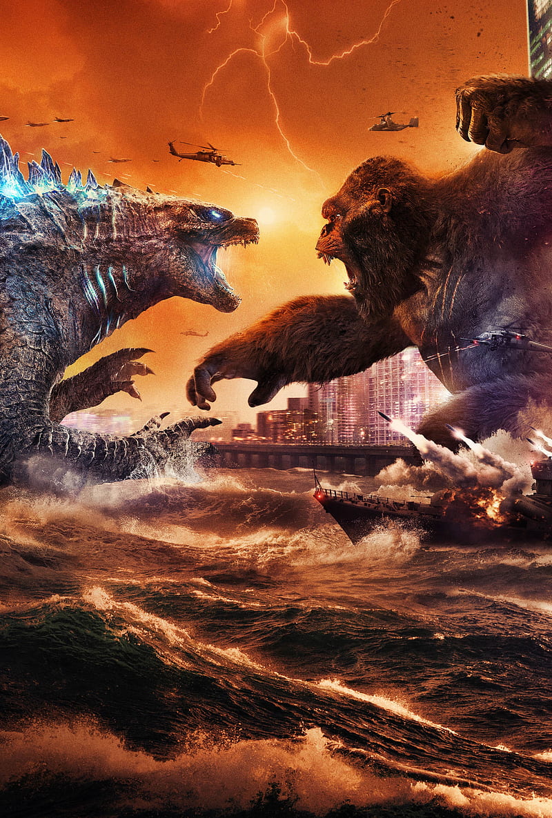 Godzilla Kong Battle, HD phone wallpaper