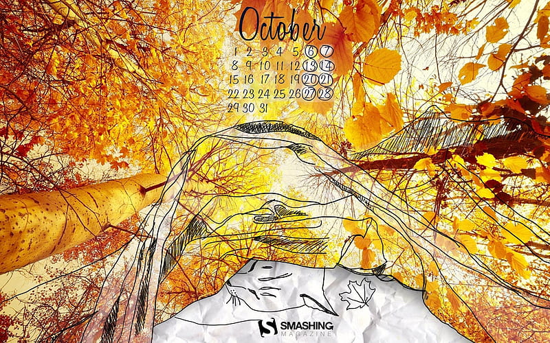 Dream Of Autumn-October 2012 calendar, HD wallpaper