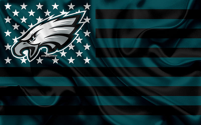 Philadelphia Eagles, American football team, creative American flag, green black flag, NFL, Philadelphia, Pennsylvania, USA, logo, emblem, silk flag, National Football League, American football, HD wallpaper