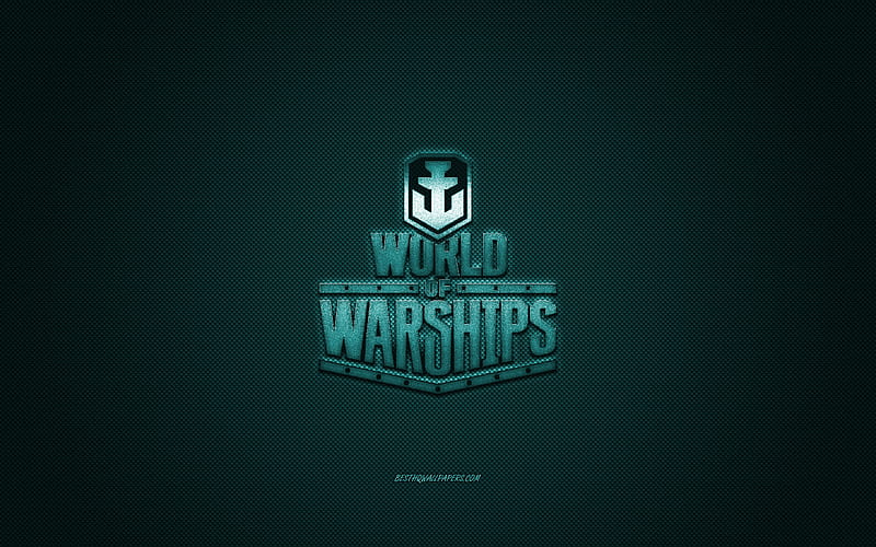 World of Warships, popular game, World of Warships blue logo, blue carbon fiber background, World of Warships logo, World of Warships emblem, WoWS logo, HD wallpaper