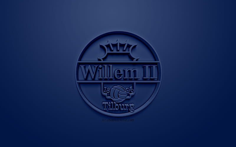 Willem II Tilburg, creative 3D logo, blue background, 3d emblem, Dutch football club, Eredivisie, Tilburg, Netherlands, 3d art, football, stylish 3d logo, HD wallpaper