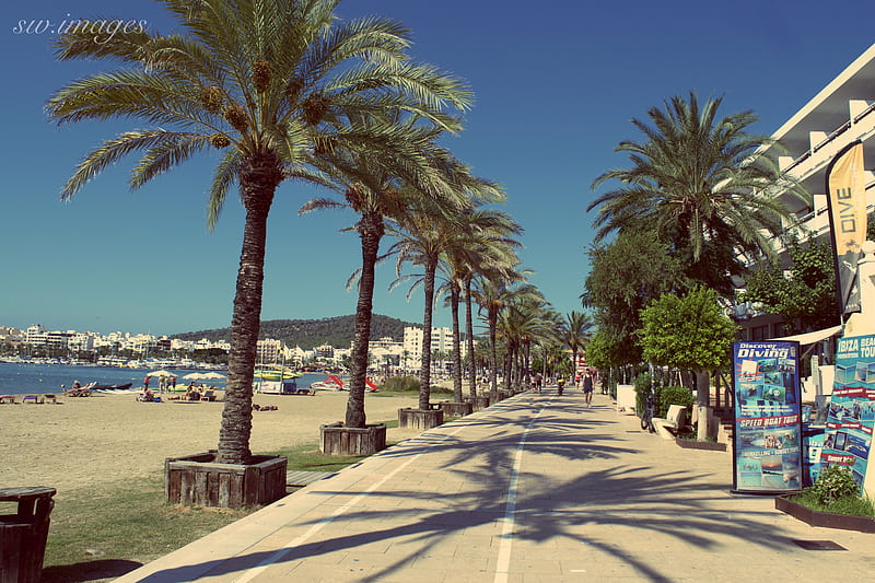 Ibiza, coastline, beaches, calming, tropical, travel, sea, sand, boardwalk, holiday, HD wallpaper