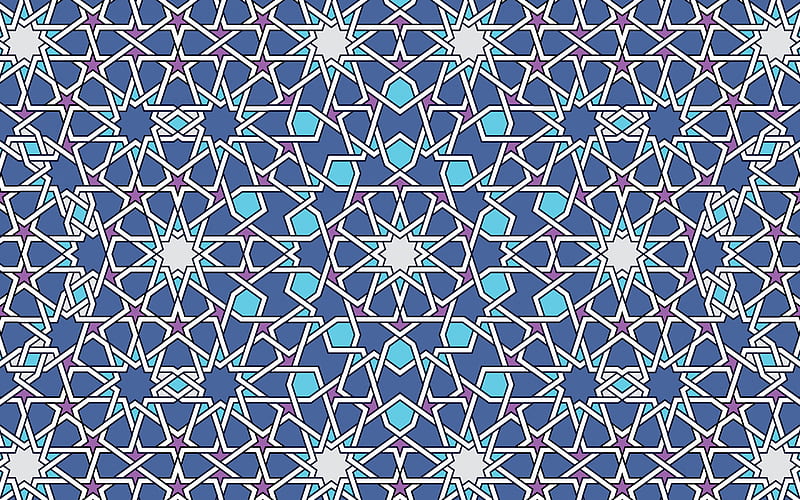 islamic ornament texture, texture with stars, blue ornament texture, islamic texture, blue geometric background, islamic pattern, HD wallpaper