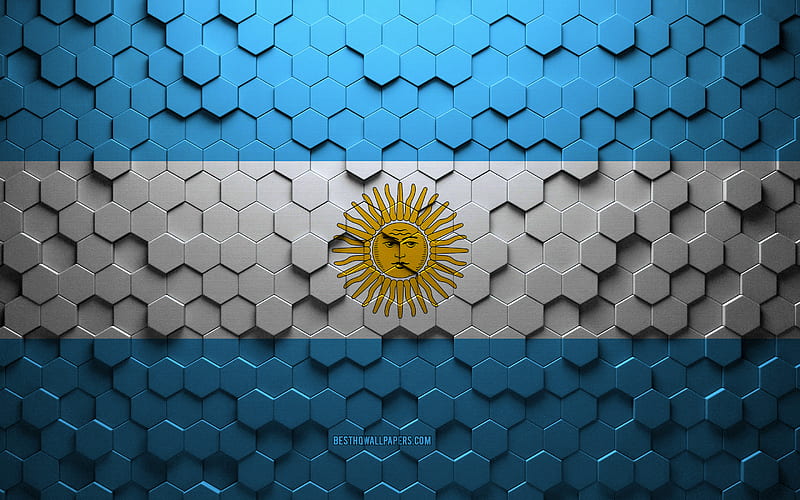 Bandera De Argentina Arte De Panal Bandera De Hexágonos De Argentina Argentina Fondo De